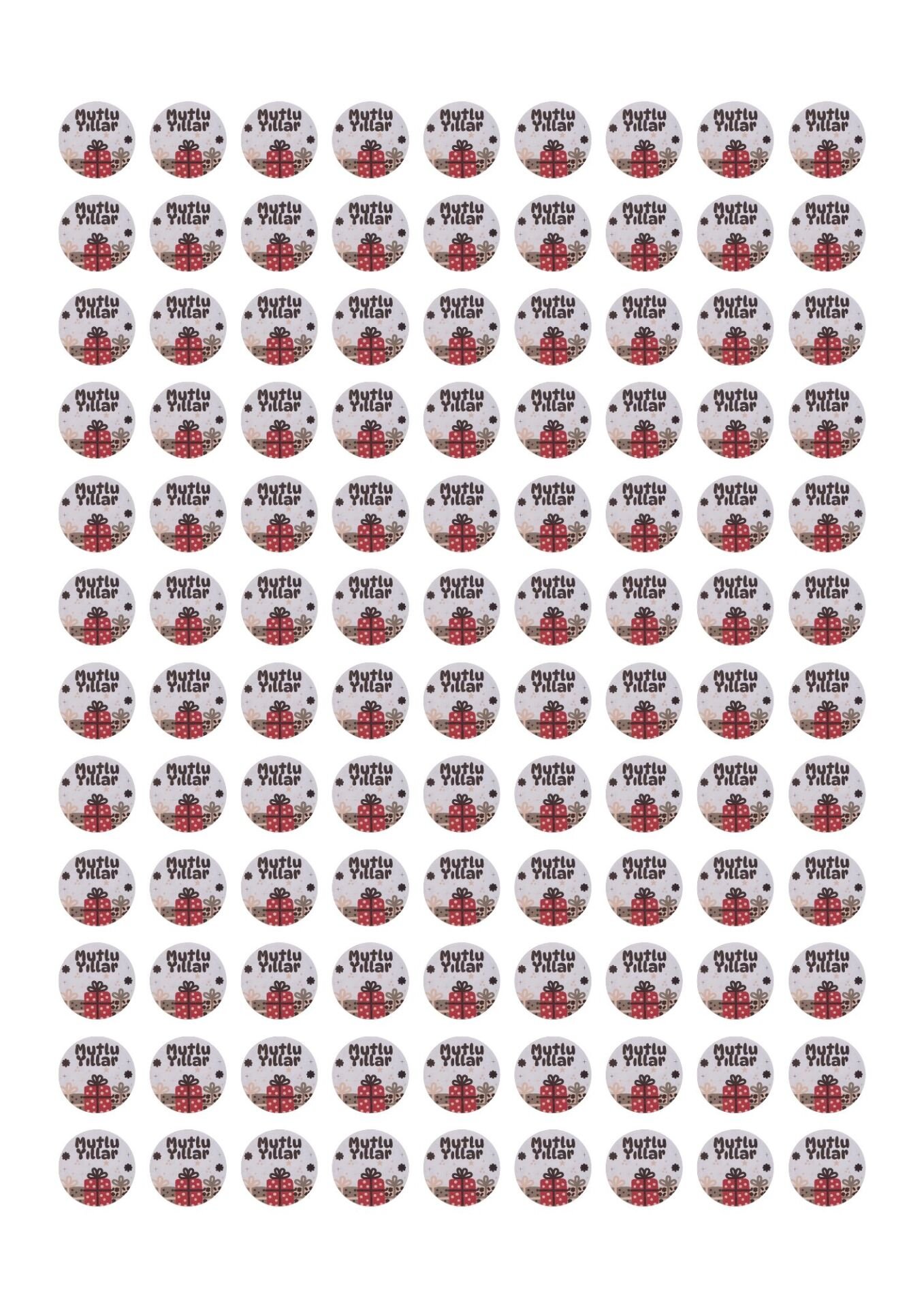 Yılbaşı Hediye Kutu Temalı Mutlu Yıllar Sticker Seti, Yeni Yıl Paketleme Etiketi, 108 Adet, 33x33 mm