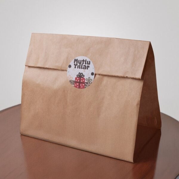 Yılbaşı Hediye Kutu Temalı Mutlu Yıllar Sticker Seti, Yeni Yıl Paketleme Etiketi, 108 Adet, 33x33 mm