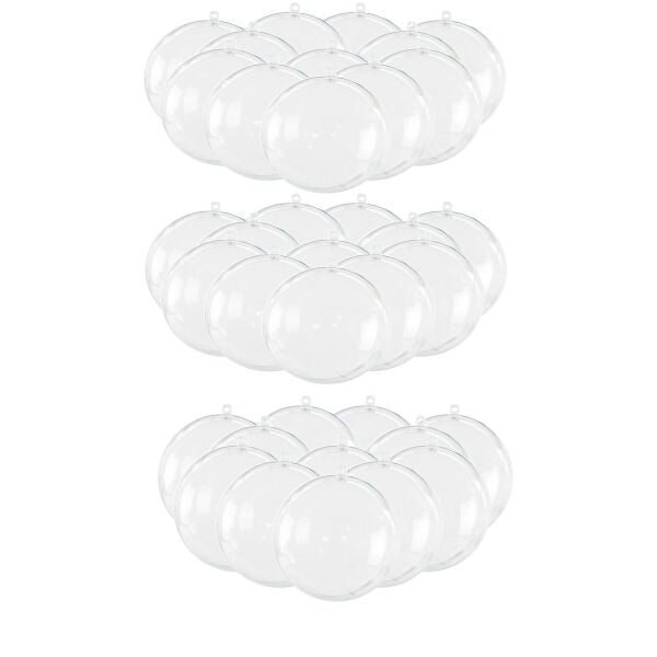 Şeffaf Mika Küre - Yılbaşı Çam Ağacı Süsleme - 36 Adet Asılabilir Plastik Top - 6 cm