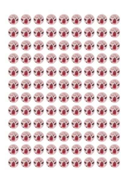 Yılbaşı Happy New Year Yazılı Sticker Seti, Yeni Yıl Hediye ve Paketleme Etiketi, 108 Adet, 33x33 mm