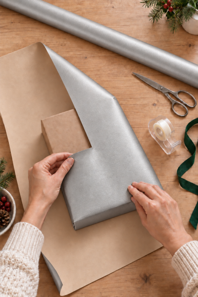 İtalyan Ambalaj Kağıdı Renkli Kraft 70 cm x 2 metre Gümüş