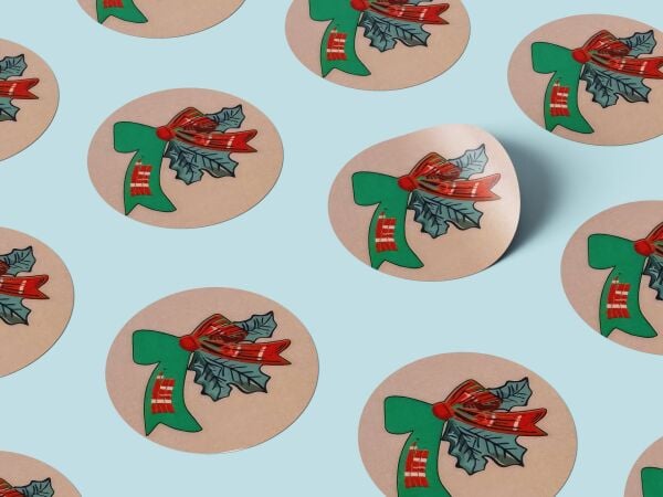 Yılbaşı Sticker Seti, Yeni Yıl Karışık Desenli Süs ve Hediye & Paket Etiketleri, 108 Adet, 33x33 mm
