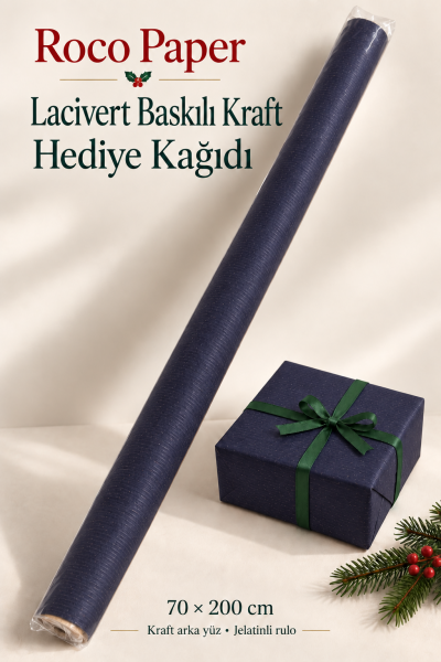 İtalyan Ambalaj Kağıdı Renkli Kraft 70 cm x 2 metre Lacivert