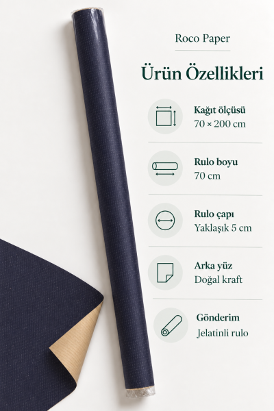 İtalyan Ambalaj Kağıdı Renkli Kraft 70 cm x 2 metre Lacivert