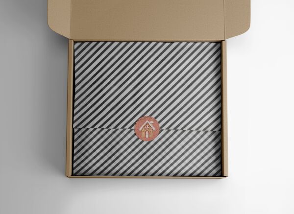 Siyah Verev Çizgili Ambalaj Kağıdı Seti | 10 Rulo Kağıt (70x100 Cm)-12 Rafya-20m İp-Bant ve Makinesi