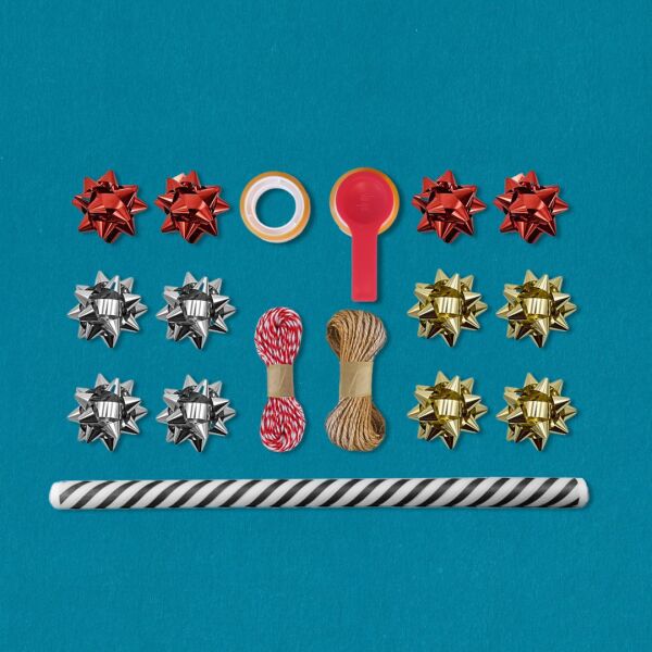 Siyah Verev Çizgili Ambalaj Kağıdı Seti | 10 Rulo Kağıt (70x100 Cm)-12 Rafya-20m İp-Bant ve Makinesi