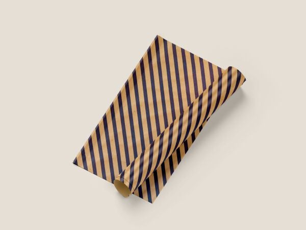 Kraft Hediye Paketleme Kağıdı, Lacivert Verev Çizgili-40gr, Ambalaj Kağıdı 70x100 Cm - 10'lu Paket