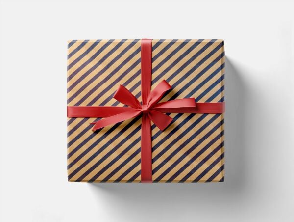 Kraft Hediye Paketleme Kağıdı, Lacivert Verev Çizgili-40gr, Ambalaj Kağıdı 70x100 Cm - 10'lu Paket