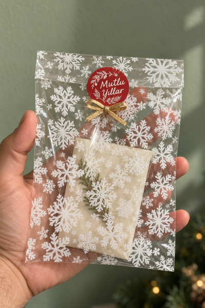 Bantlı Opp Jelatin Kar Tanesi 12x15 cm 100 Adet