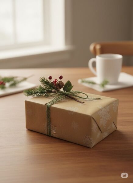 Kraft Hediye Paketleme Kağıdı, Kar Tanesi Desenli Ambalaj & Paket Kağıdı, 70x100 Cm - 10'lu Paket