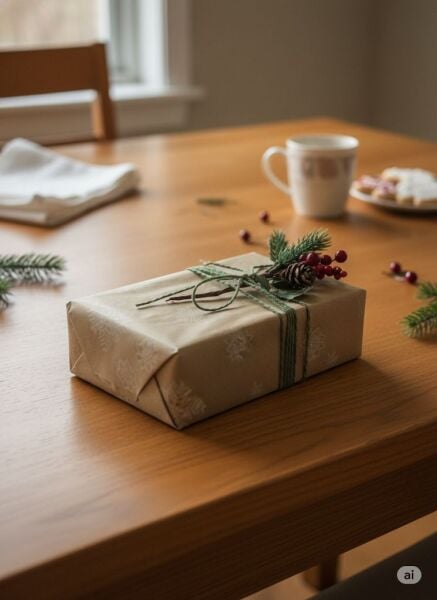 Kraft Hediye Paketleme Kağıdı, Kar Tanesi Desenli Ambalaj & Paket Kağıdı, 70x100 Cm - 10'lu Paket
