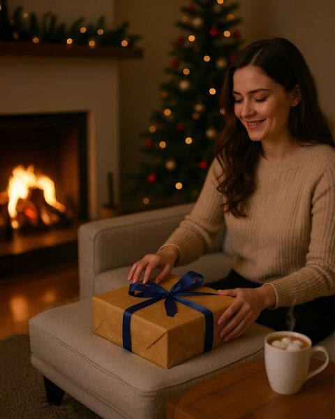 Kraft Hediye Paketleme Kağıdı, Kar Tanesi Desenli Ambalaj & Paket Kağıdı, 70x100 Cm - 10'lu Paket