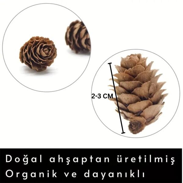 Doğal Kurutulmuş Çam Kozalak Seti-75 Gr, Hobi ve Yılbaşı Süsü, Hediye Paketleme, 45-50 Adet - 2-3 cm