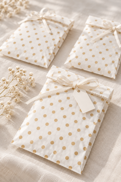 Altın Puantiye Kese Kağıdı 12x20 cm Körük:6 cm 250 Adet