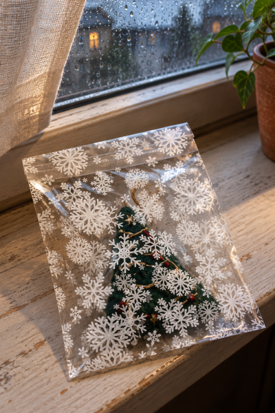Bantlı Opp Jelatin Kar Tanesi 12x15 cm 100 Adet