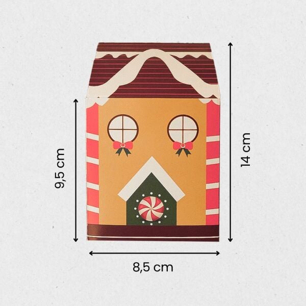 Yılbaşı Ev Tasarımlı Kutu Çanta, Yeniyıl, Parti, Hediye Çantası, 6lı, 8.5x8.5x14 Cm, Kahve Çatılı