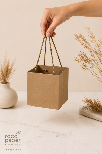 Kraft Karton ''Pasta'' Çantası 15x15x15 cm (10'lu Paket)