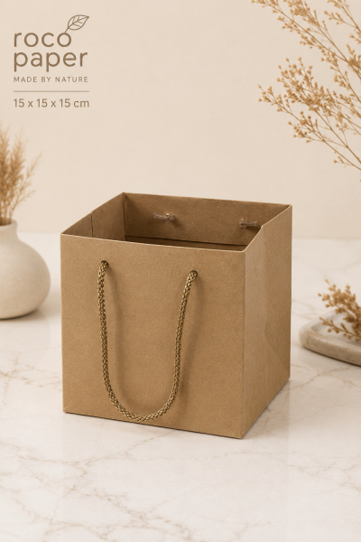 Kraft Karton ''Pasta'' Çantası 15x15x15 cm (10'lu Paket)