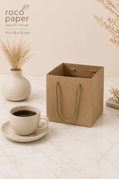 Kraft Karton ''Pasta'' Çantası 15x15x15 cm (10'lu Paket)