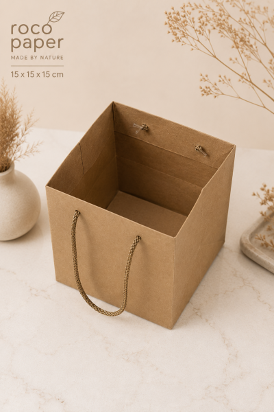 Kraft Karton ''Pasta'' Çantası 15x15x15 cm (10'lu Paket)