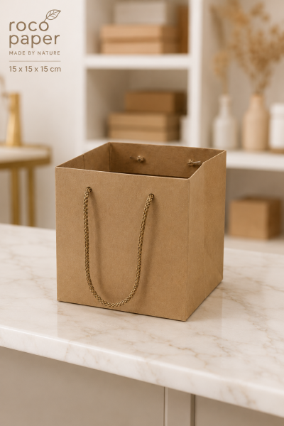 Kraft Karton ''Pasta'' Çantası 15x15x15 cm (10'lu Paket)
