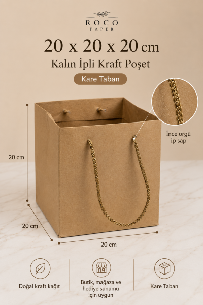 Kraft Karton ''pasta'' Çanta 20x20x20 Cm (10'LU PAKET)