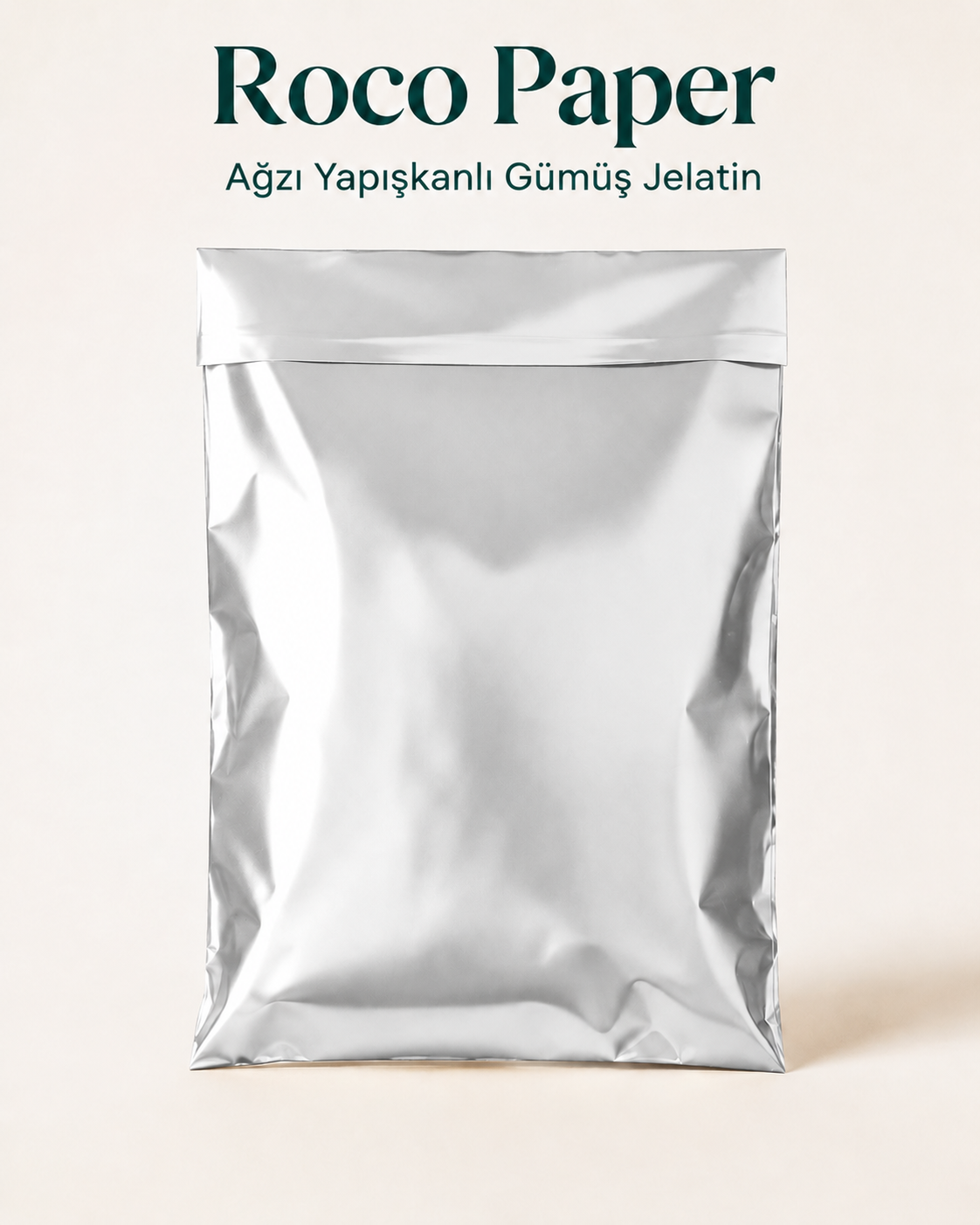 Mat Metalik  Bantlı Hediye Paketi 30x45 cm Gümüş - 10 Adet