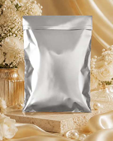 Mat Metalik  Bantlı Hediye Paketi 30x45 cm Gümüş - 50 Adet
