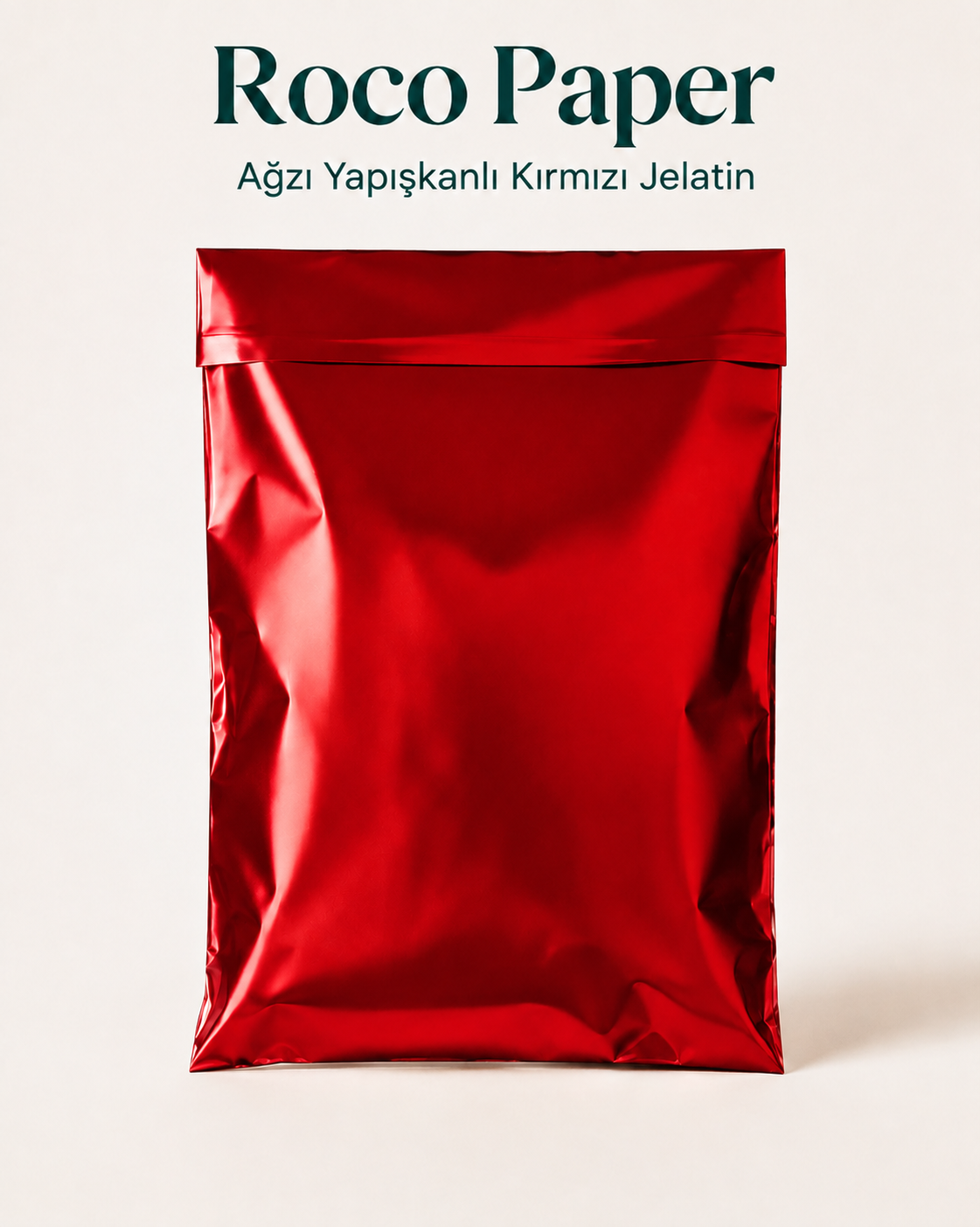 Mat Metalik  Bantlı Hediye Paketi 30x45 cm Kırmızı - 50 Adet