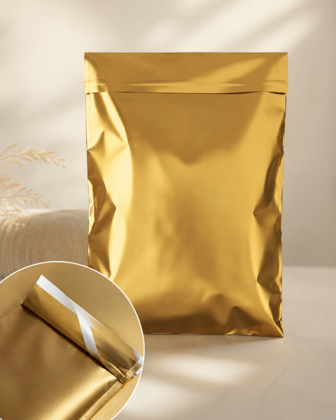 Mat Metalik  Bantlı Hediye Paketi 30x45 cm Altın - 50 Adet