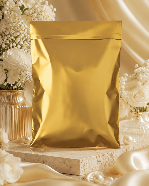 Mat Metalik  Bantlı Hediye Paketi 30x45 cm Altın - 50 Adet