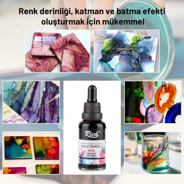 Alkol Bazlı Mürekkep (Alcohol Ink) – Krapon Çiçek Yapım, Seramik, Takı, DIY Mürekkebi, 30ml-Mavi
