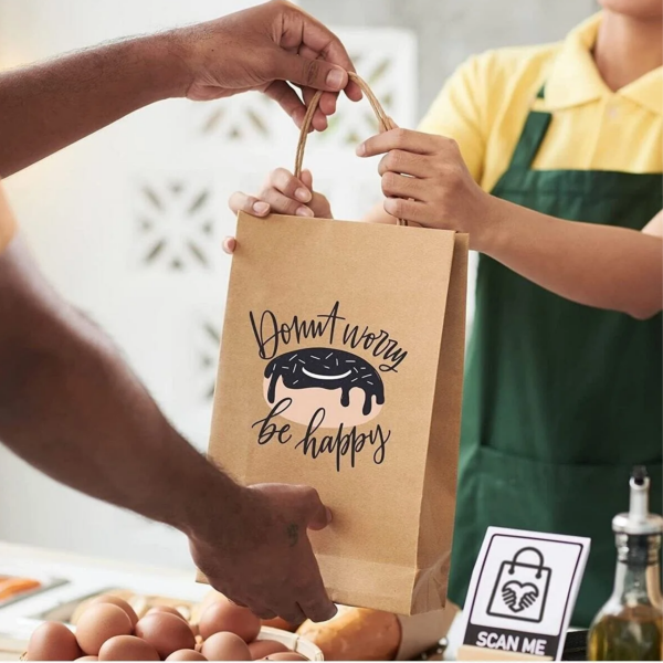 Kraft Kağıt Alışveriş, Hediye Çantası, Poşet Çanta, Büküm Saplı, 32x41x12 cm (25'li Paket)