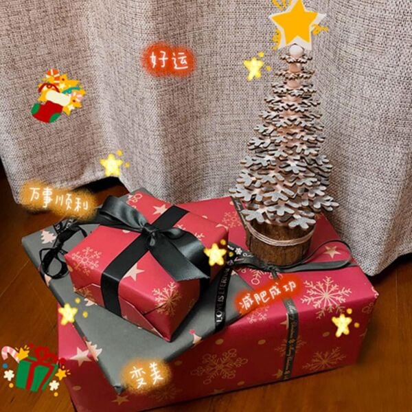 Yılbaşı Kar Tanesi Desenli Çiçek Buket Kağıdı - Hediye ve Ambalaj Kağıdı, Kırmızı, 20 Adet, 58x58 Cm