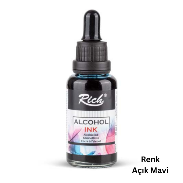 Alkol Bazlı Mürekkep (Alcohol Ink) – Krapon Çiçek Yapım, Seramik, Takı, DIY Mürekkebi, 30ml-Açık Mavi