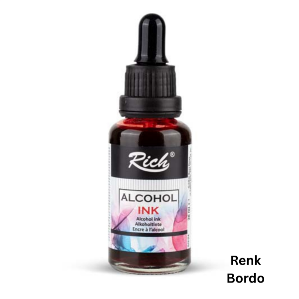 Alkol Bazlı Mürekkep (Alcohol Ink) – Krapon Çiçek Yapım, Seramik, Takı, DIY Mürekkebi, 30ml-Bordo