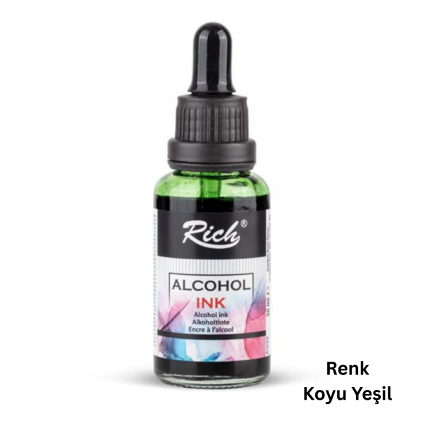 Alkol Bazlı Mürekkep (Alcohol Ink) – Krapon Çiçek Yapım, Seramik, Takı, DIY Mürekkebi, 30ml-Koyu Yeşil