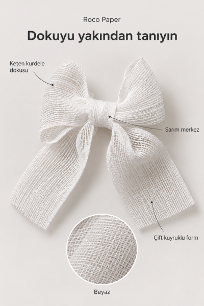 Keten Kurdele Fiyonk 5 cm 25'li Paket Beyaz