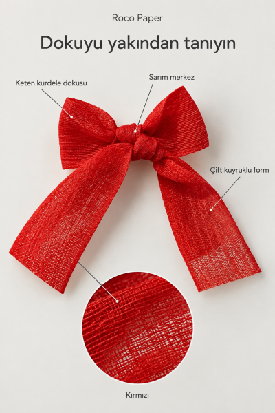 Keten Kurdele Fiyonk 5 cm 25'li Paket Kırmızı