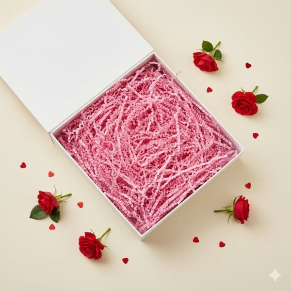 Zigzag Kırpık Kağıt, Hediye ve Kargo Koruma Malzemesi, Ambalaj Dolgu Kağıdı, Süsleme ve Paketleme Kırpıntı Kağıdı, 250 gr, Pembe