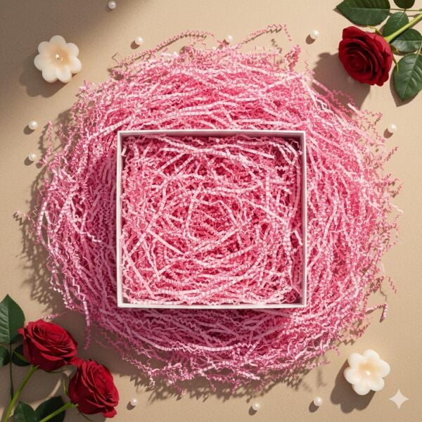 Zigzag Kırpık Kağıt, Hediye ve Kargo Koruma Malzemesi, Ambalaj Dolgu Kağıdı, Süsleme ve Paketleme Kırpıntı Kağıdı, 250 gr, Pembe