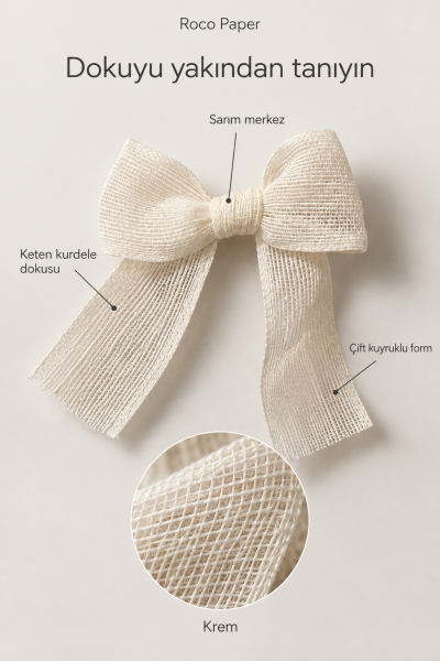 Keten Kurdele Fiyonk 5 cm 25'li Paket Krem