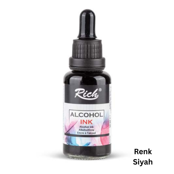 Alkol Bazlı Mürekkep (Alcohol Ink) – Krapon Çiçek Yapım, Seramik, Takı, DIY Mürekkebi, 30ml-Siyah