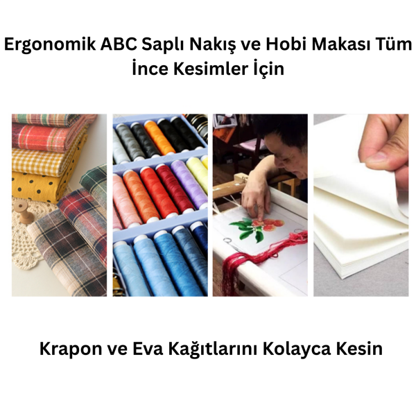 Krapon, Eva Çiçek Yapım ve Hobi Makası, Eğri Uçlu Nakış Makası, 13 Cm