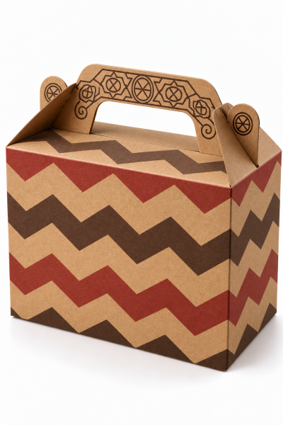 Tutmalı Zigzag Desenli Kraft Hediye Kutusu, Nikah-Doğum Günü, Butik Kutusu,  11x16x8 cm 6 Adet