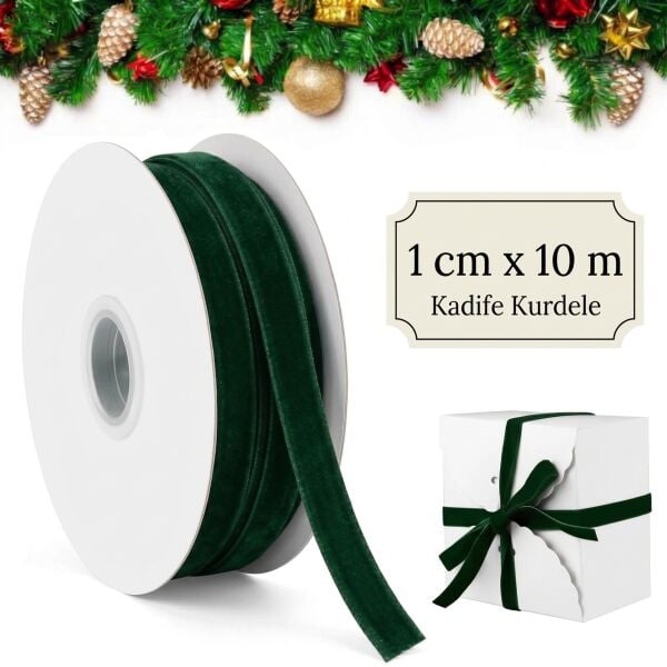 Kadife Kurdele 1 cm x 10 metre Kırmızı