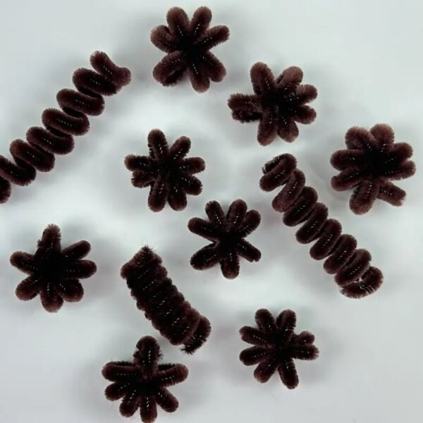 Şönil Tel,  – El İşi, DIY, Hobi ve Çiçek Yapım Teli, Kahverengi, 100 Adet, 6 mm - 30 Cm