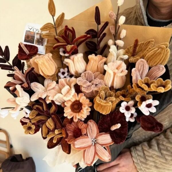 Şönil Tel,  – El İşi, DIY, Hobi ve Çiçek Yapım Teli, Kahverengi, 100 Adet, 6 mm - 30 Cm