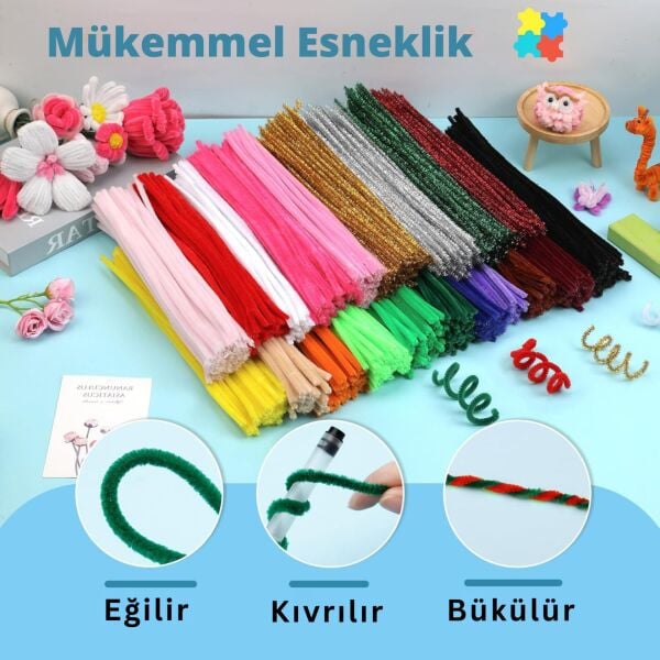 Şönil Tel,  – El İşi, DIY, Hobi ve Çiçek Yapım Teli, Kahverengi, 100 Adet, 6 mm - 30 Cm