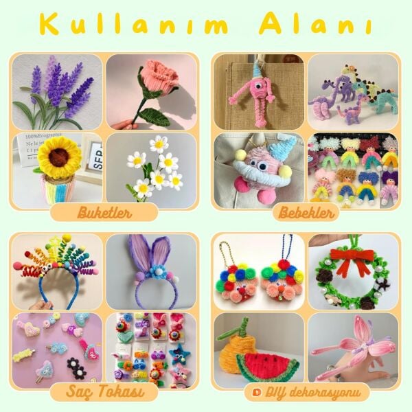 Şönil Tel,  – El İşi, DIY, Hobi ve Çiçek Yapım Teli, Kahverengi, 100 Adet, 6 mm - 30 Cm